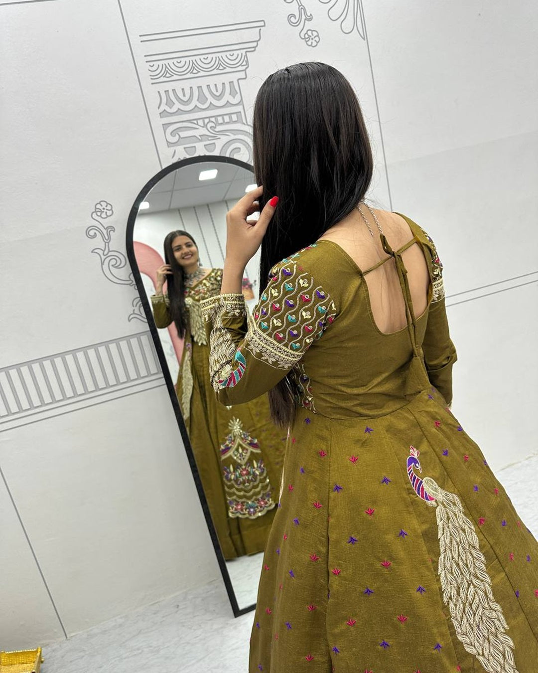 Mustard Green Premium Shrug Lehenga Ensemble