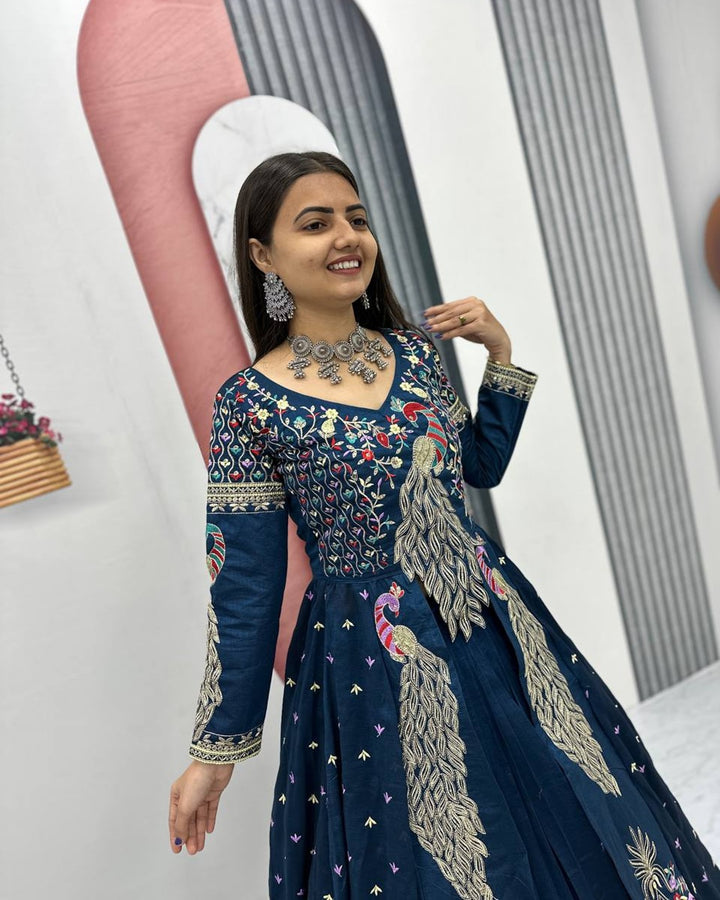 Indigo Festive Crop Top & Shrug Lehenga Set