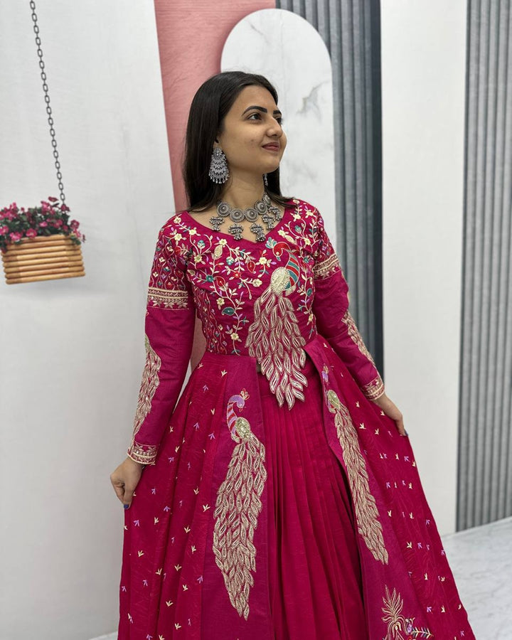 Crimson Festive Crop Top & Shrug Lehenga Set
