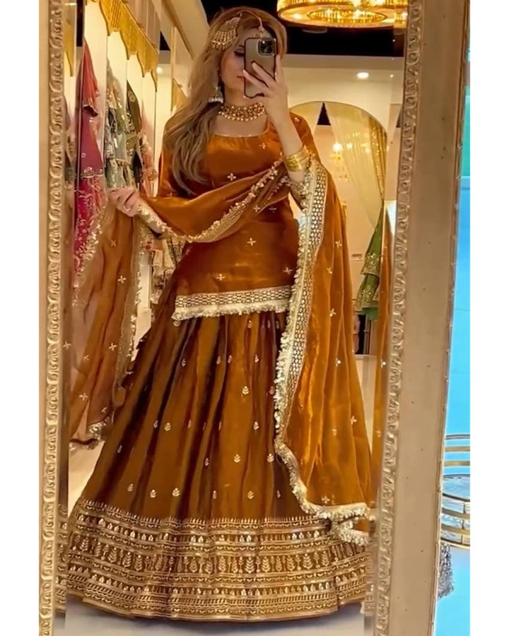 Vibrant Festive Lehenga Sharara Suit Set – Premium Readymade 3-Piece Ensemble