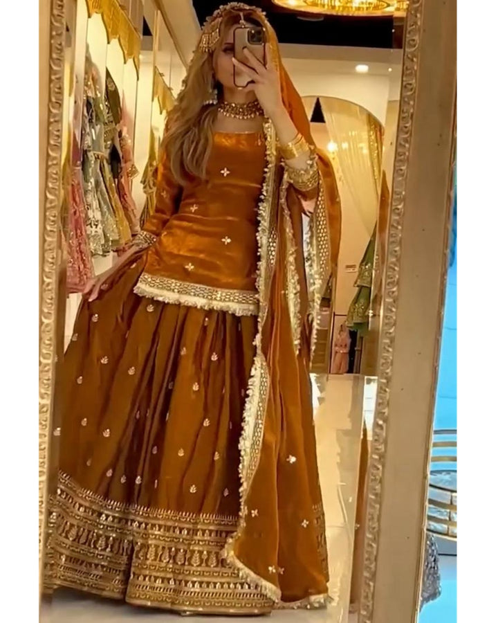 Vibrant Festive Lehenga Sharara Suit Set – Premium Readymade 3-Piece Ensemble