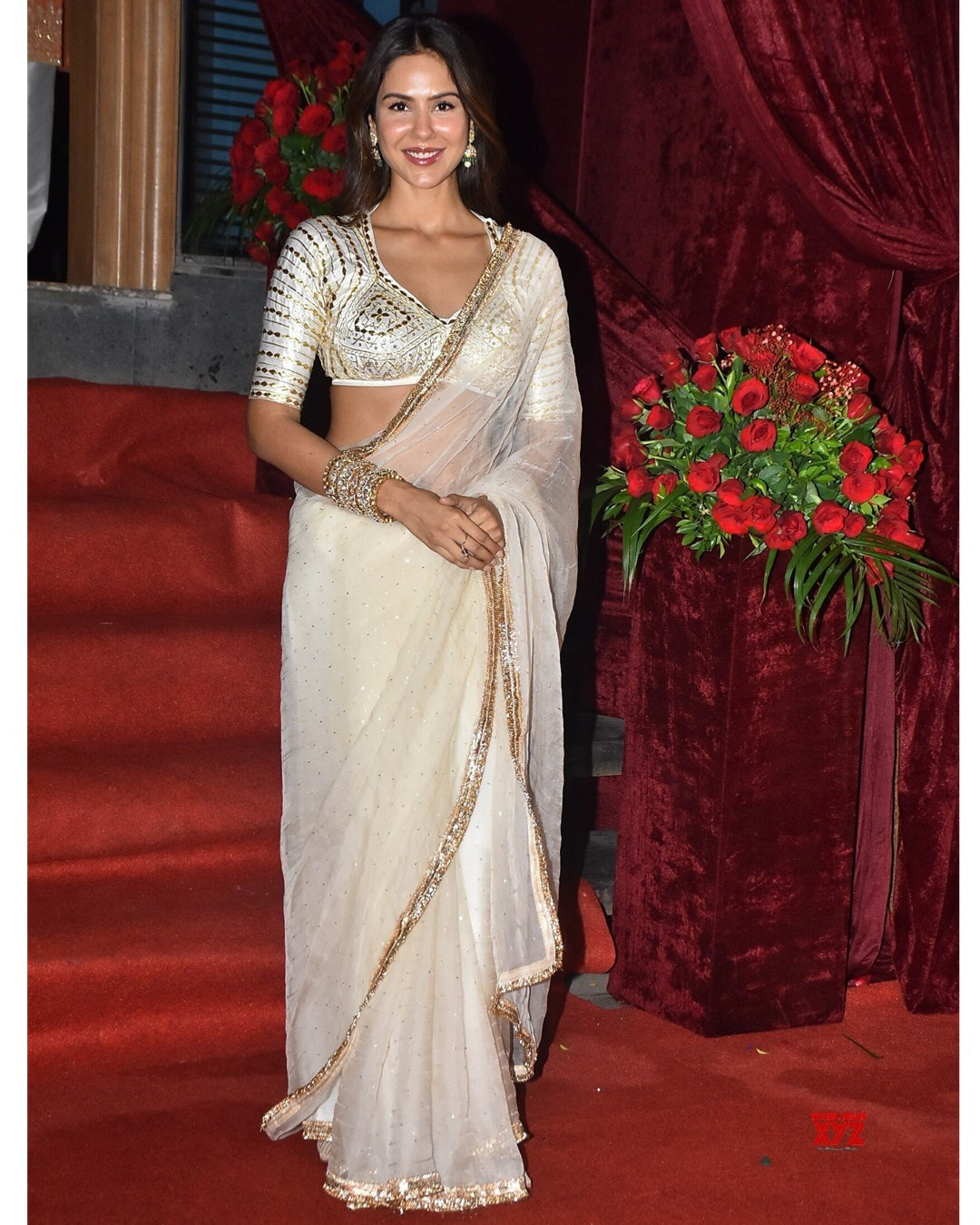Sonam Bajwa Inspired Saree with Original Hand Charkhi Gotta Patti & Sequin Work | Fully Stitched Blouse