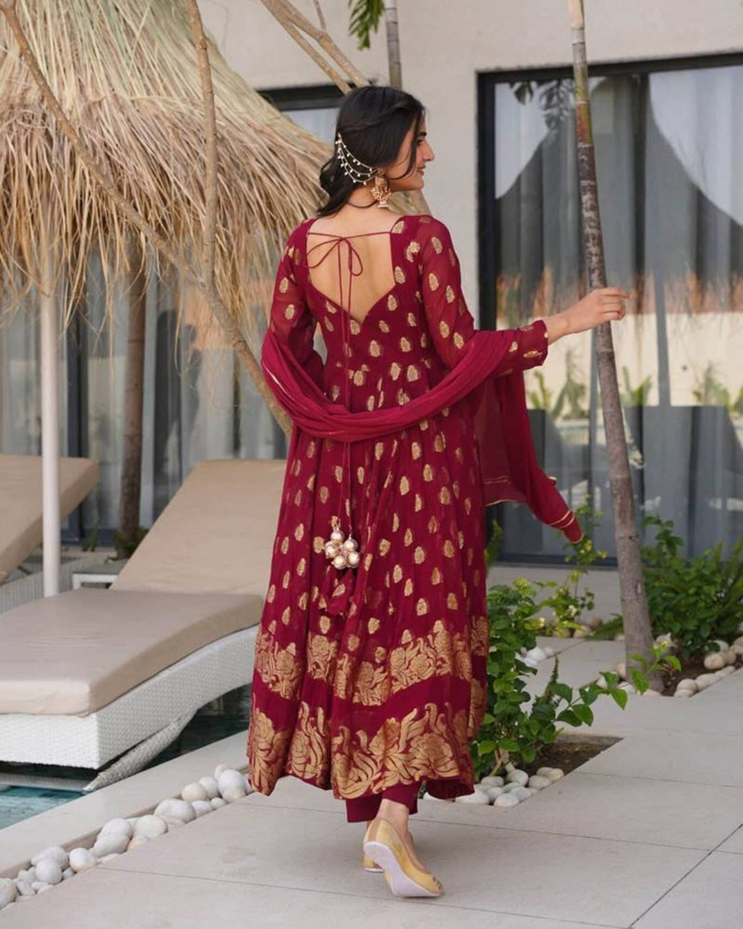 Maroon Color Soft Georgette 3 Piece Set | Effortless Charm & Graceful Comfort