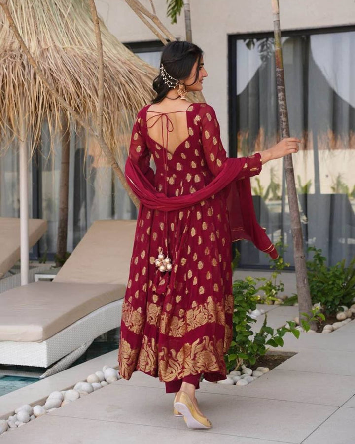 Maroon Color Soft Georgette 3 Piece Set | Effortless Charm & Graceful Comfort