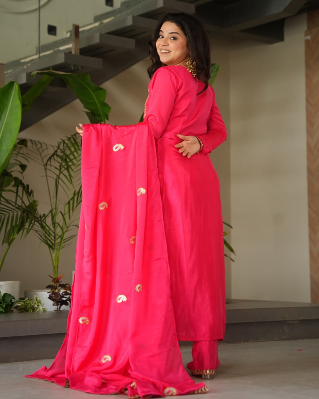 Gajri Color Chinon Embroidered Kurti Suit for Women – Designer Ethnic Wear