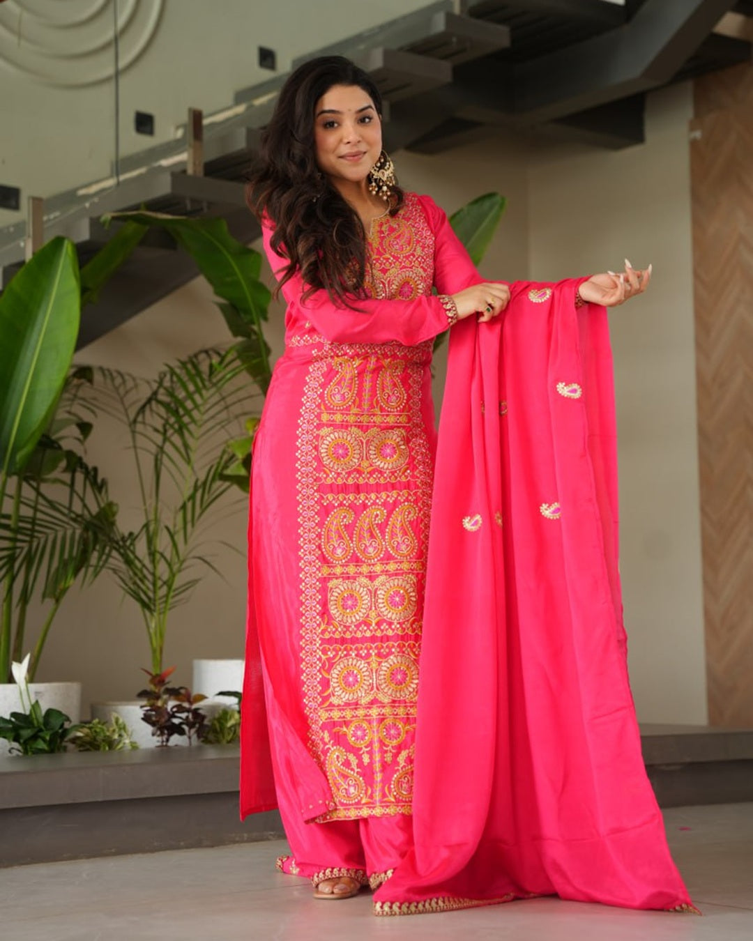 Gajri Color Chinon Embroidered Kurti Suit for Women – Designer Ethnic Wear