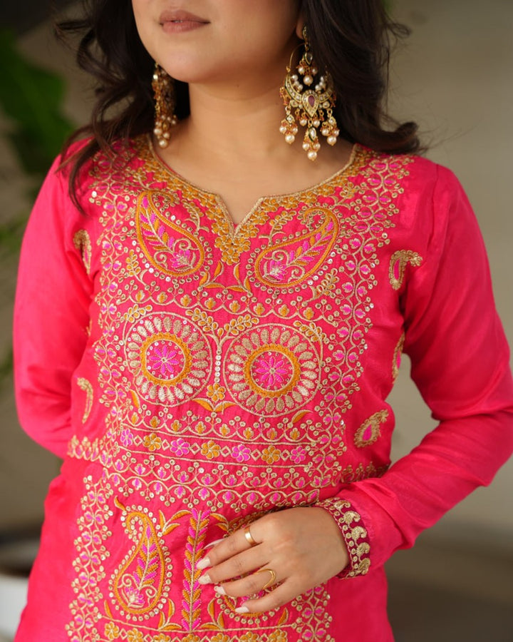 Gajri Color Chinon Embroidered Kurti Suit for Women – Designer Ethnic Wear