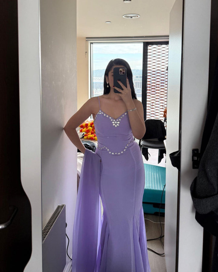 Lavender Designer Lehenga Set with Diamond Rhinestone Blouse | Modern Elegance Real-Shoot